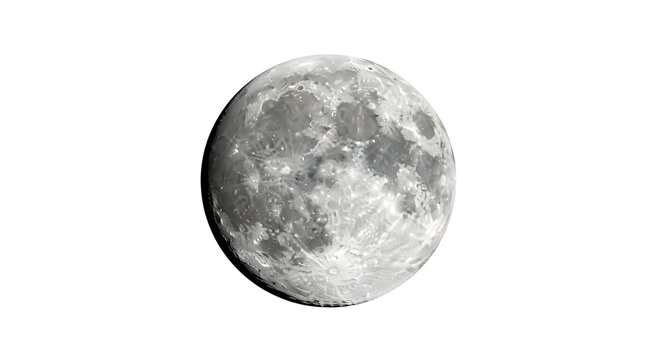 Detailed Image of the Full Moon on White