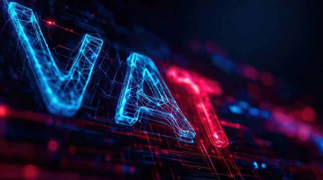 A digital representation of VAT, glowing with energy, a captivating illustration of value added tax concept. ..Created with Generative AI, not depicting real subjects.