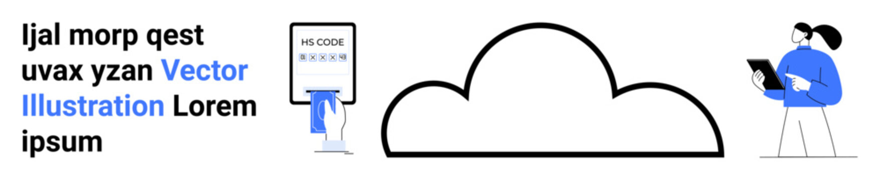 Cloud computing, data storage, digital security, remote access, technology management, online services. A cloud symbol with a person accessing data via a device. Focus on cloud computing and data