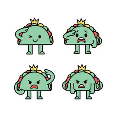 Cactus Characters with Different Emotions Wearing Crowns