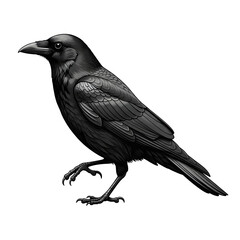 Obraz premium Black crow isolated on transparent background