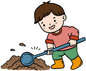 Kid Digging Soil