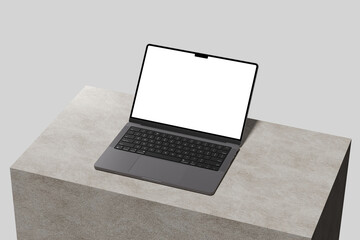 Laptop with blank screen isolated on white background