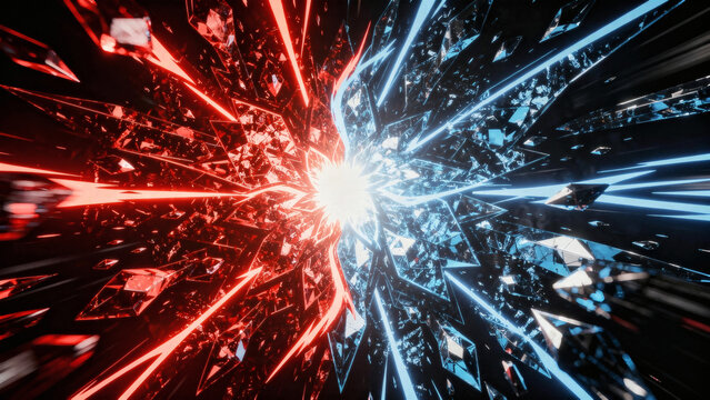 Red and blue energy clash stadium background