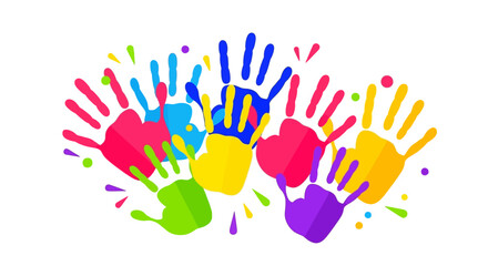 Fototapeta premium Colorful Handprint Holi Festival Concept Flat Vector Illustration