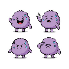 Cartoon cloud character expressing different emotions with sweat drops