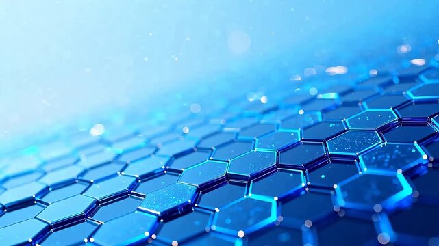 Blue hexagonal pattern with glowing elements