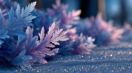 Frosted botanical branches with glitter texture for decorative branding and seasonal campaign visuals. Floral arrangement concept for interior styling and retail marketing