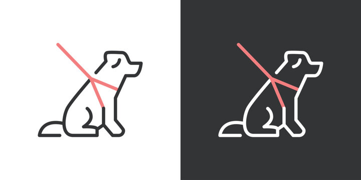 盲導犬の2色ラインアイコン