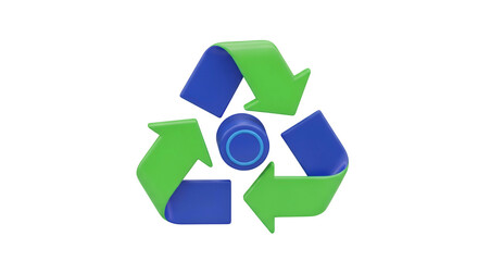 Obraz premium 3D Render Green and blue arrows circling center, on black background