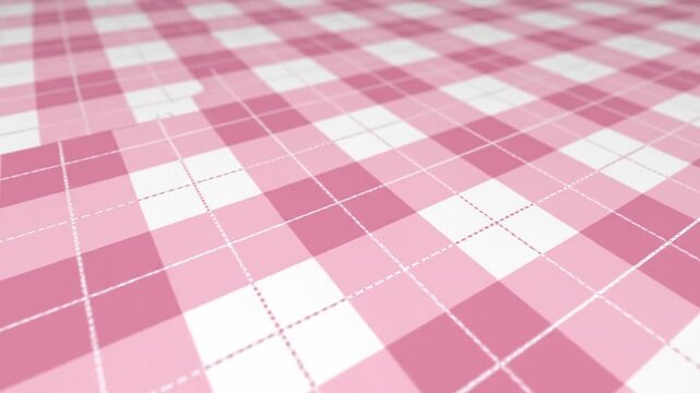 Soft focus image of a pink and white checkered pattern on a tablecloth or similar surface