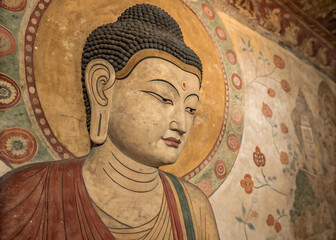 Ancient Indian Buddhist Wall Fresco Art
