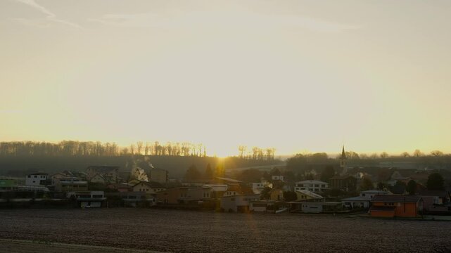 Panoramic View of Cugy Village at Sunset in Switzerland