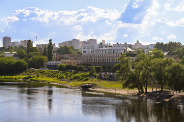 The Desna River embankment in Bryansk at sunset, Bryansk region of Russia