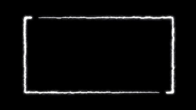 Bright neon square rectangle frame animation on black background. Neon rectangular frame loopable. Futuristic border light- Neon rectangles and two tone neon run animation shape frame rotation.
