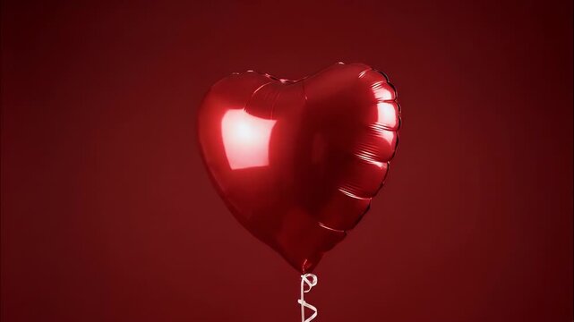 Floating heart balloon on red background, a symbol of love and celebration.