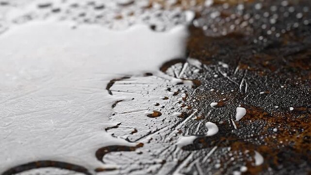 Captivating close-up showcasing the dramatic transformation from stubborn, burnt-on grime to a gleaming, pristine metallic surface, symbolizing powerful cleaning