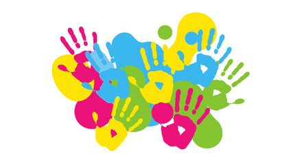 Obraz premium Colorful Holi Handprint Splash Icon with Paint Illustration