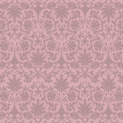 Elegant Muted Pink Floral Damask Seamless Pattern