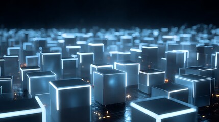 Obraz premium A decentralized AI-integrated blockchain network.