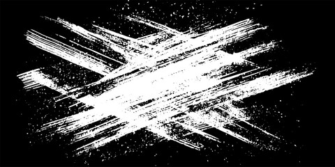 Abstract Ink Brush Stroke with Dynamic Splatter Effect on Clean White Background for Creative Layouts.