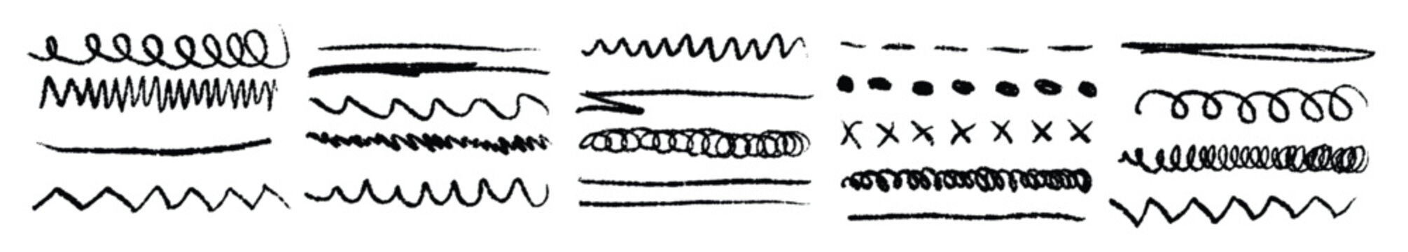  black grunge brush stoke set hand drawn crayon underline