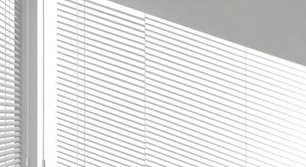 Parallel light and shadow stripes project across a bright surface through slatted window coverings