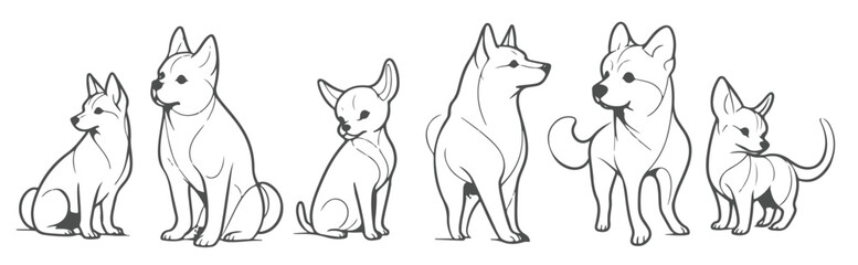  playful minimalist dog poses collection 