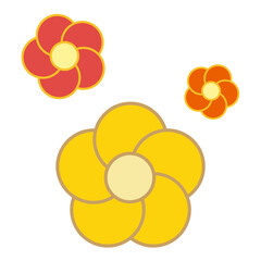 和風モダンなカラフルな梅の花のイラストセット