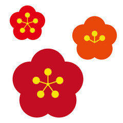 ポップな梅の花のアイコンのバリエーションセット