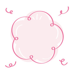 ピンクのリボンのかわいい手書き風の花のフレーム