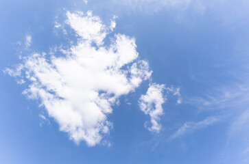 Clouds in the blue sky, Panoramic stage by light background during the summer day.