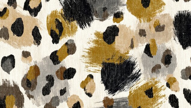 Textured, abstract animal print with bold, earthy brushstrokes