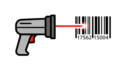 Cartoon illustration of a ray gun firing a bright red beam in darkness