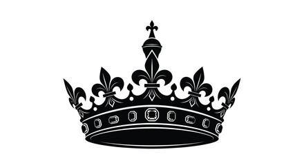 Elegant black crown illustration with fleur de lis and jeweled band © DailyLifeStock