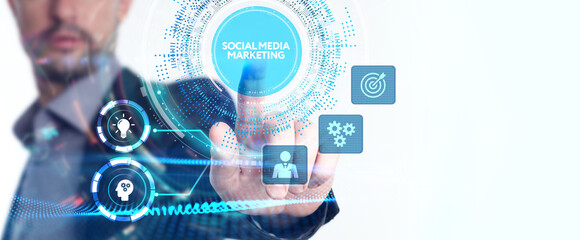 Business, Technology, Internet and network concept. SMM Social Media Marketing.
