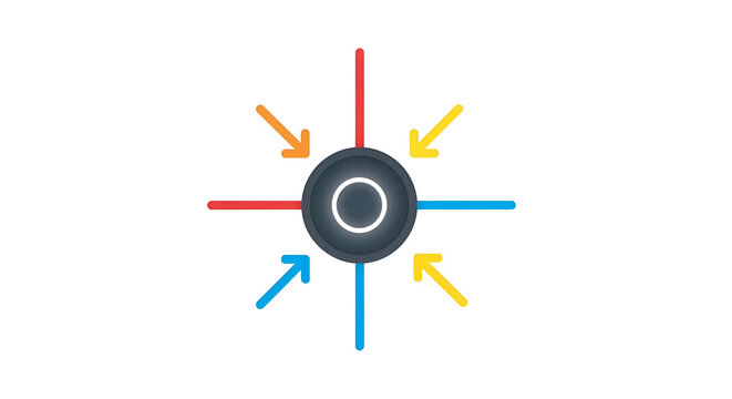 A central circle with arrows radiating outward and inward
