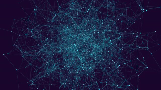 Procedural 3D cryptocurrency network pulsating with volatility. Features connections between 2000+ nodes in a decentralized mesh. Seamless 4K UHD. Ideal for fintech, blockchain, and AI economics.
