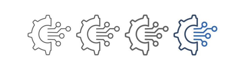 Obraz premium Technological outline icon set with gear and artificial neural designs