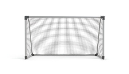 Steel-framed soccer goal with netting. Soccer / Football