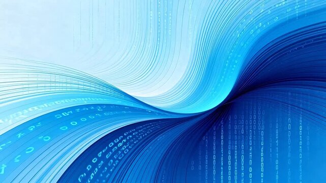 Blue abstract wave with binary code