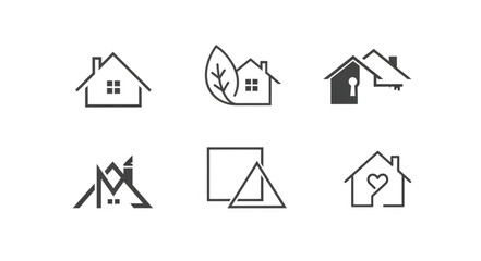 Obraz premium Collection of minimalist house icons and symbols.