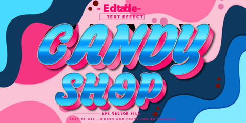 Editable text effect on candy shop text themed text.