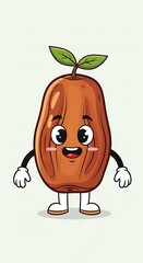 Cartoon Vegetable Character with Green Leaves.