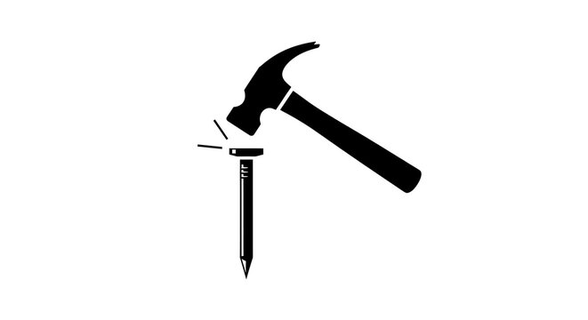 Hammer hitting a nail graphic.
