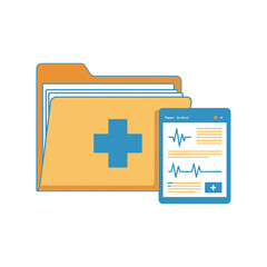 Obraz premium File Folder with Medical Cross for Electronic Health Record