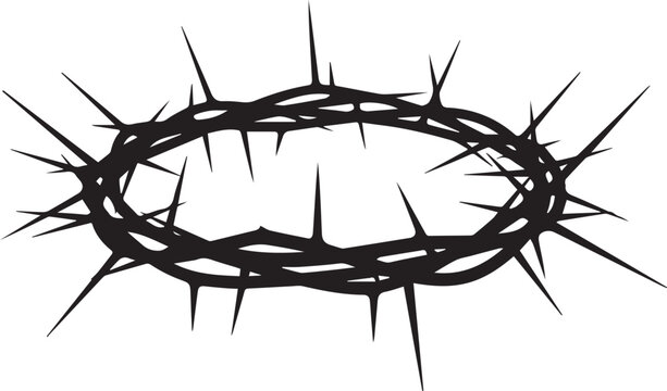 Isolated crown of thorns silhouette vector illustration for easter passion symbol