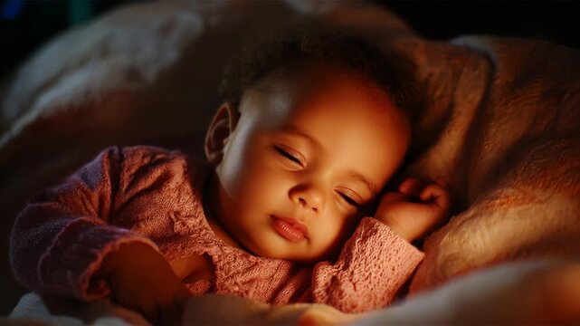 A Peaceful Slumber: Capturing the Serenity of a Sleeping Baby in a Cozy Blanket, Bathed in Soft Light and Warmth, Evoking Feelings of Love, Safety, and Innocence in a Timeless Moment.