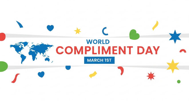 World Compliment Day celebration with colorful decorations and text  