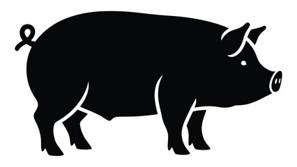 Fototapeta premium A black and white illustration of a pig standing on all fours. isolated on white background, Vector